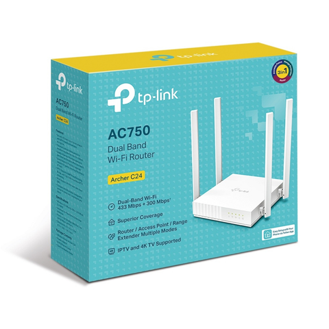 Tp-Link Ac750/Archer C24 Router Wi-Fi 4 Ant Dual Band