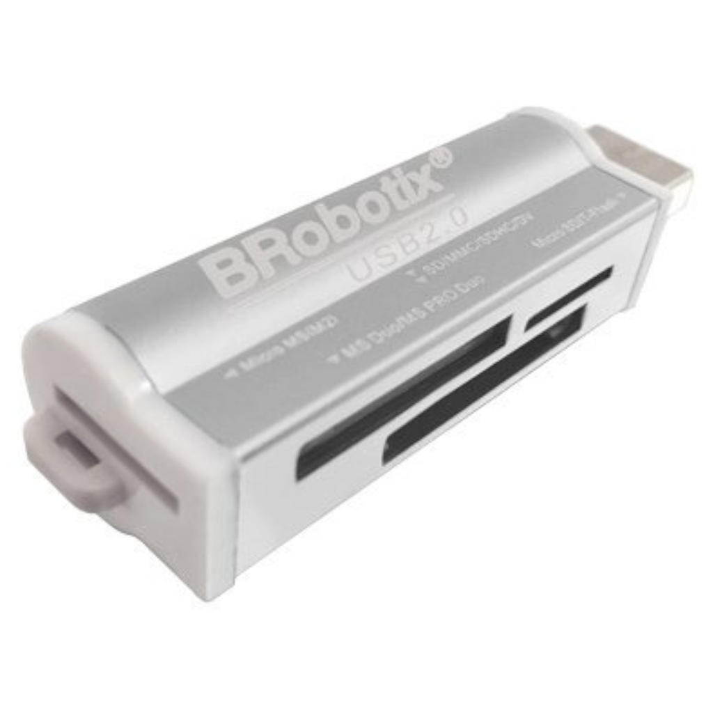 BRobotix 180420P Lector de Memoria 180420P, MS Duo/MicroSD/SD, USB 2.0, Plata