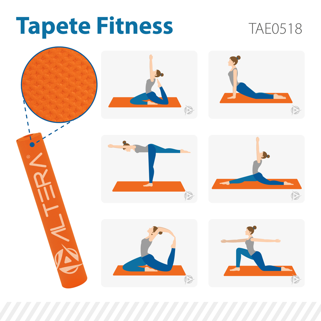 Tapete de Yoga Fitness Pilates Antiderrapante GYM 176 x 61cm