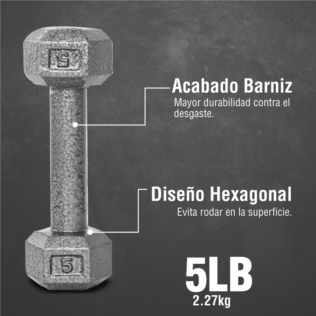 Mancuerna De Metal Hexagonal 5lb Fitness Altera 2.3kg 1 Pza