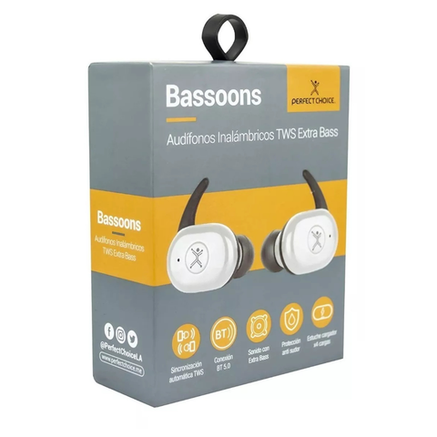 Perfect Choice Audifonos Blanco Bluetooth Tws Extra Bass