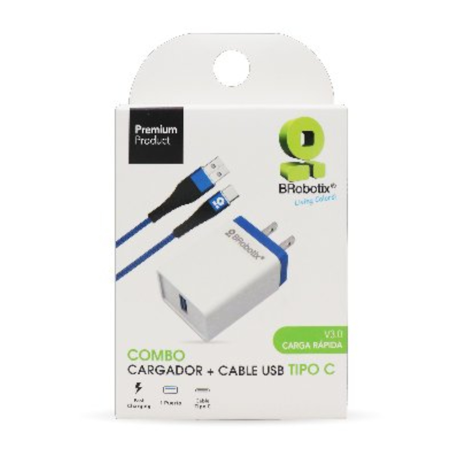 Mitzu® Cargador USB C 3 A, carga rápida, blanco