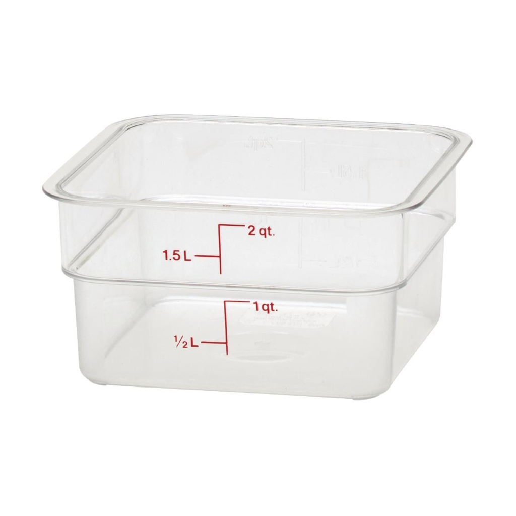 Recipiente De Plicarbonato Graduado Cuadrado, 2 Qt, 24 Pzas