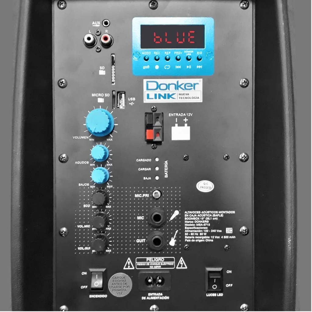Kaiser Msa 5715 Bafle Amplificado 15 Pulg Led Audioritmico B