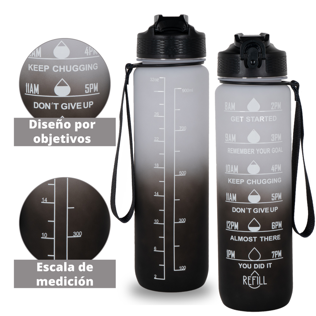 Botella De Agua Motivacional 1 Litro Deporte X10 U