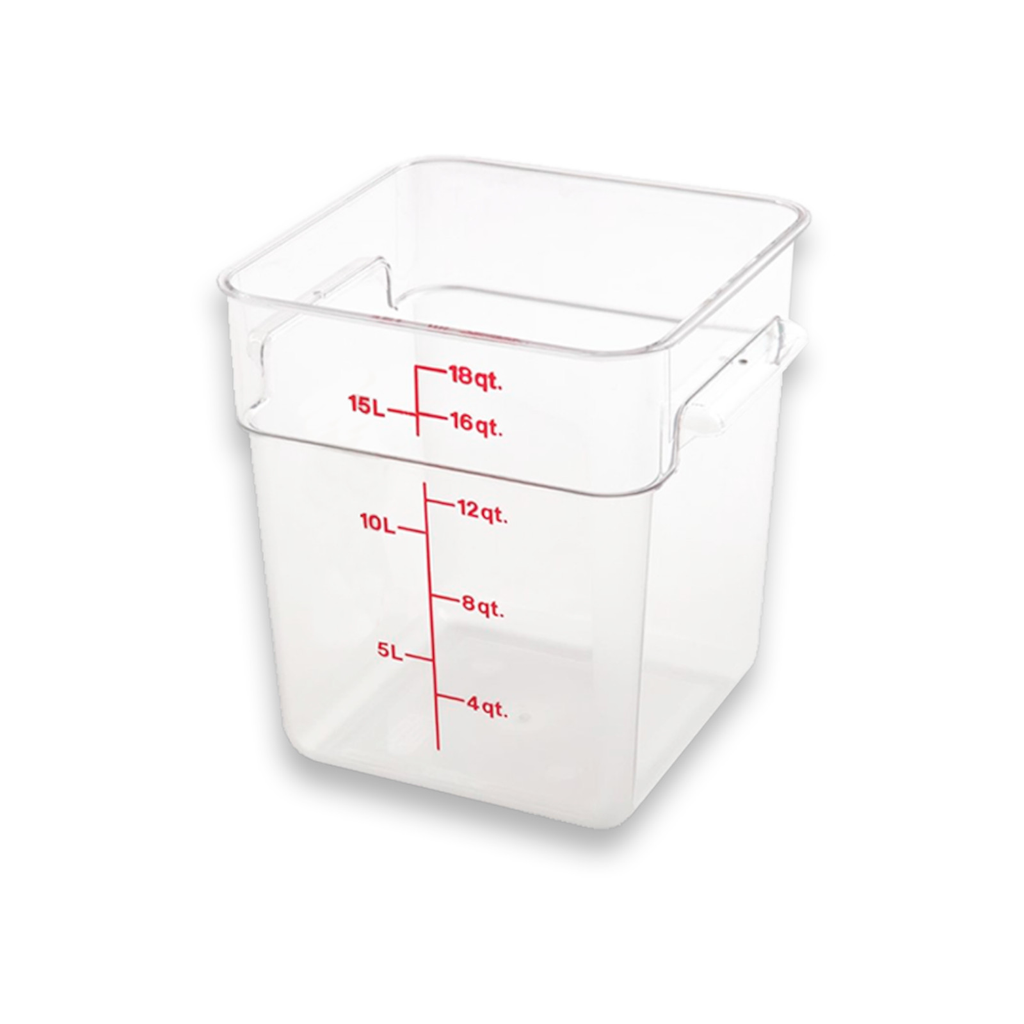 Recipiente De Policarbonato Graduado Cuadrado, 18 Qt, 12 Pzas