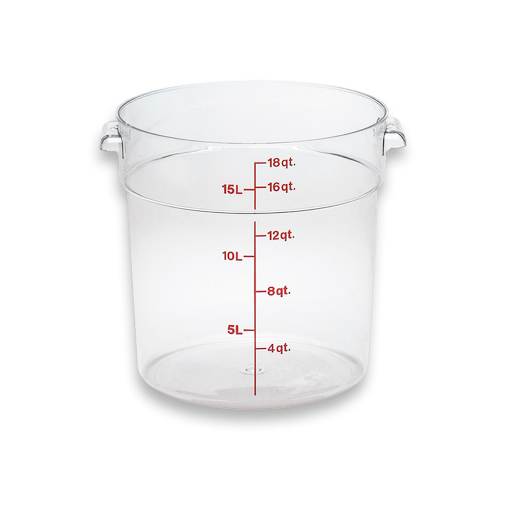 Recipiente De Policarbonato Graduado Redondo, 18 Qt, 6 Pzas