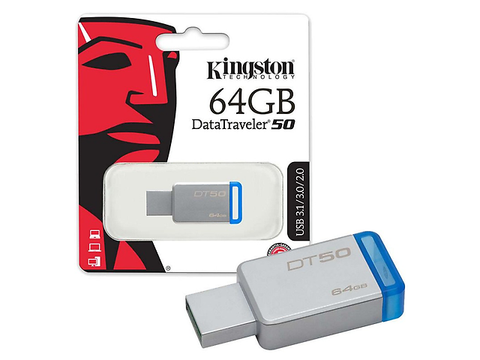 Kingston Dt50/64 Gb Memoria Usb 3.0 Metal/Azul - ordena-com.myshopify.com