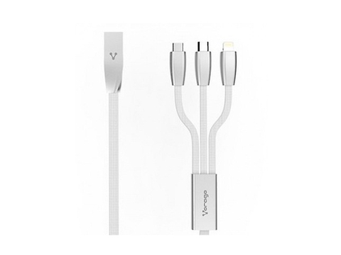 Vorago Cab 300 Cable Micro Usb/Lightning/Tipo C 2.4 A Color Plata - ordena-com.myshopify.com