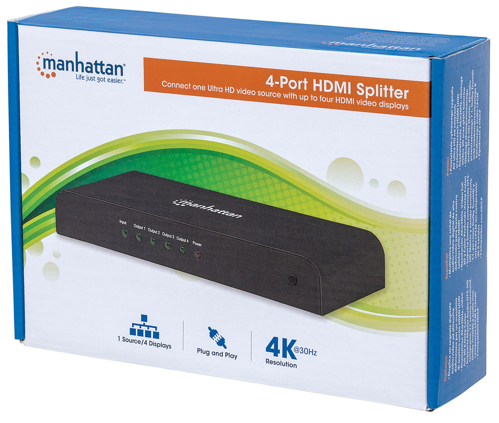 Manhattan 207515 Video Splitter Hdmi Uhdtv 4 K 30 Hz 1 In 4 Out - ordena-com.myshopify.com