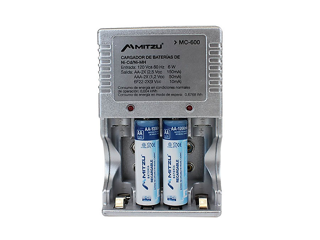 Mitzu Mc 600 Multi Cargador De Baterias Aa/Aaa/9 V Inlcuye 4 Pilas Aa - ordena-com.myshopify.com