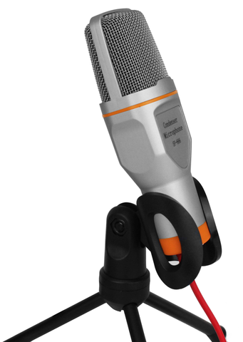Microfonos Condensador Para Pc Plug 3.5mm Con Tripie Mini Blanco