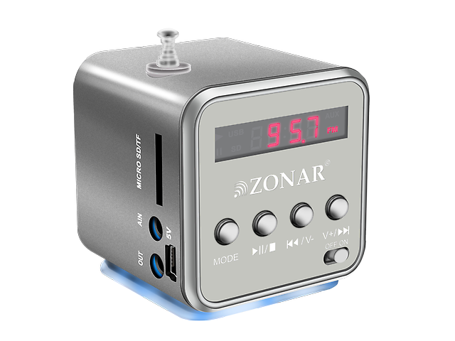 Zonar Kube Bm501 Mini Bocina Mp3 Radio Fm Plata - ordena-com.myshopify.com
