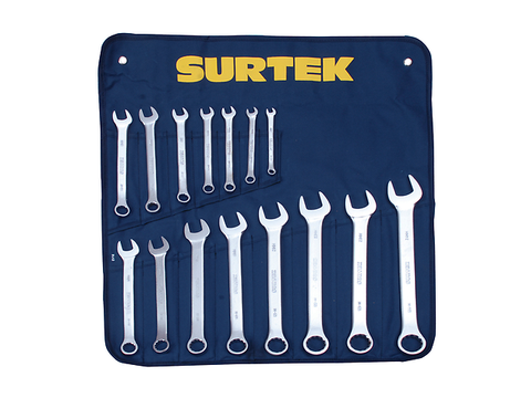 Surtek Com16 M Juego De 15 Llaves Métricas Combinadas Satinadas De 12 Puntas - ordena-com.myshopify.com