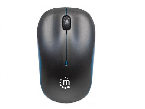 Manhattan 179416 Mouse óptico Success, Inalámbrico, Usb, 1000 Dpi, Negro/Azul - ordena-com.myshopify.com