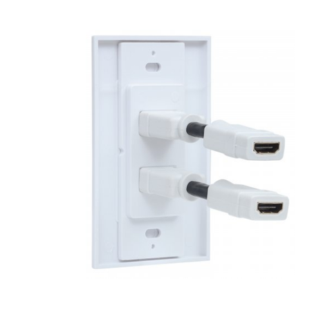 Manhattan 771726 Tapa De Pared Con Dos Puertos Hdmi, Blanco - ordena-com.myshopify.com