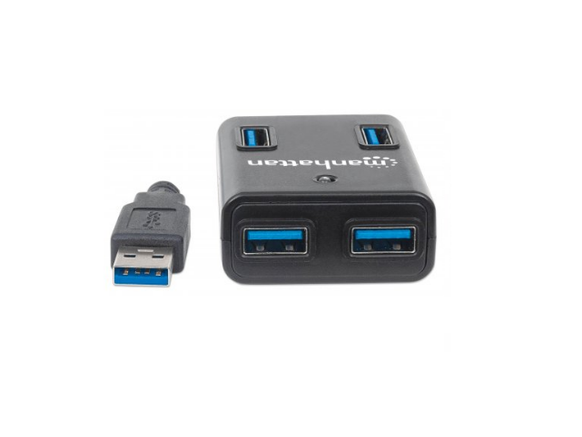 Manhattan 162302 Hub Usb V3.0 4 Puertos Con Fuente Negro - ordena-com.myshopify.com