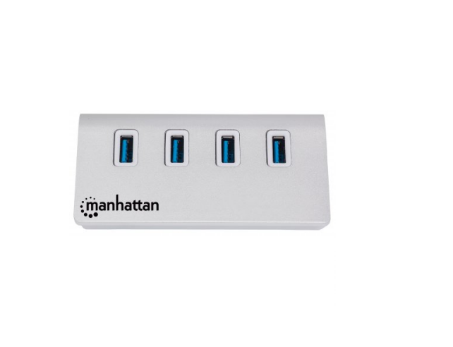 Manhattan 163767 Hub Usb V3.0 Chasis De Aluminio 4 Puertos C/Fuente - ordena-com.myshopify.com