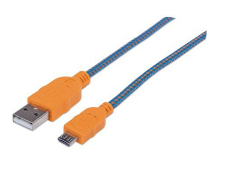 Manhattan 352734 Cable Usb 2.0 A Macho Micro Usb 2.0 B Macho 1 Metro, Azul/Nar