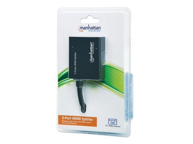 Manhattan 207430 Video Splitter Hdtv 1080 P, 1 In 2 Out