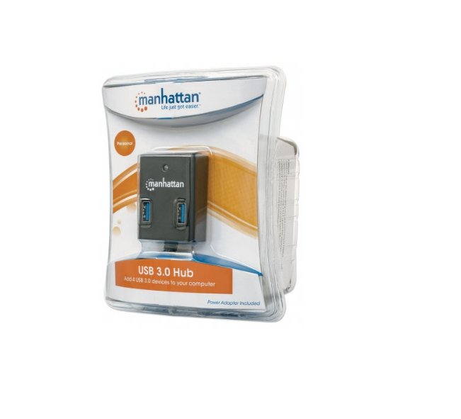 Manhattan 162302 Hub Usb V3.0 4 Puertos Con Fuente Negro - ordena-com.myshopify.com