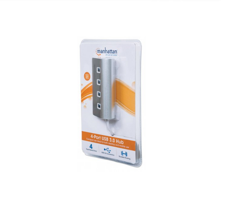 Manhattan 163767 Hub Usb V3.0 Chasis De Aluminio 4 Puertos C/Fuente - ordena-com.myshopify.com