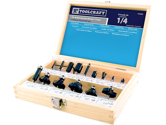 Toolcraft Tc3455 Kit De Brocas Para Router 15 Pzs - ordena-com.myshopify.com