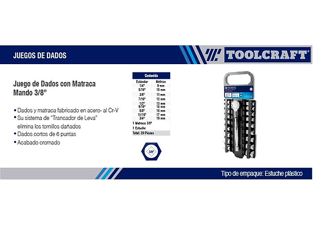 Toolcraft Tc1428 Juego De Dados Con Matraca Mando 1/2plg - ordena-com.myshopify.com