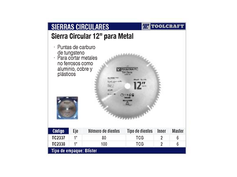 Toolcraft Tc2338 Disco Sierra Circular 12plg No Ferroso Eje 1plg 100 Dientes - ordena-com.myshopify.com