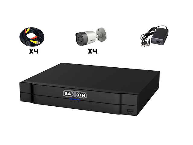 Saxxon Pro Sax7204 Hs3 Kit Kit De Dvr 4 Ch Trihibrido/Camara720 P/Cable/Fuente - ordena-com.myshopify.com