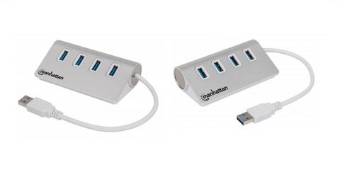 Manhattan 163767 Hub Usb V3.0 Chasis De Aluminio 4 Puertos C/Fuente - ordena-com.myshopify.com
