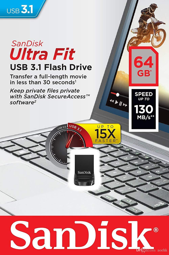 San Disk Ultra Fit Memoria Usb, 64 Gb, Usb 3.0, Negro Sdcz430 064 G G46